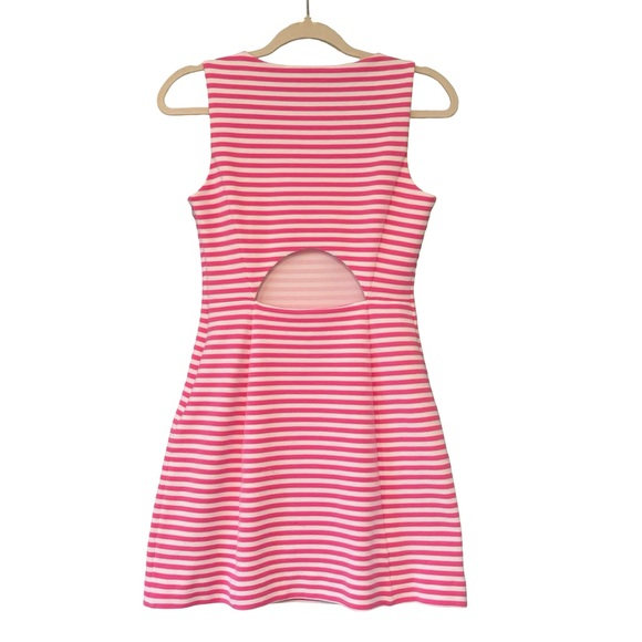 Lilly Pulitzer Whiting Hotty Pink Ottoman Stripe Cut Out Jersey Shift Dress,Sz 6 - Picture 13 of 15
